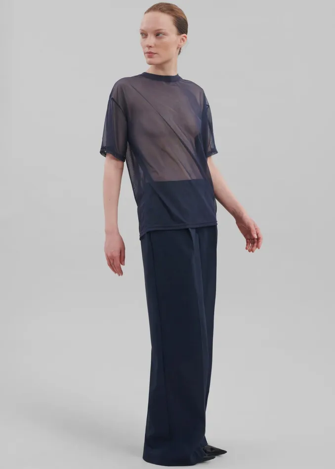 The Frankie Shop Tops Ramy Mesh Tee 8211 Navy 8211 Women