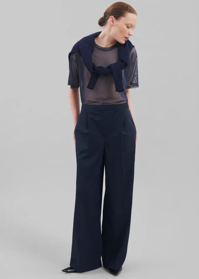 The Frankie Shop Tops Ramy Mesh Tee 8211 Navy 8211 Women