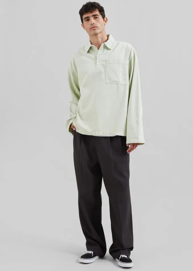 The Frankie Shop Tops Ray Popover Denim Shirt 8211 Pale Green 8211 Men