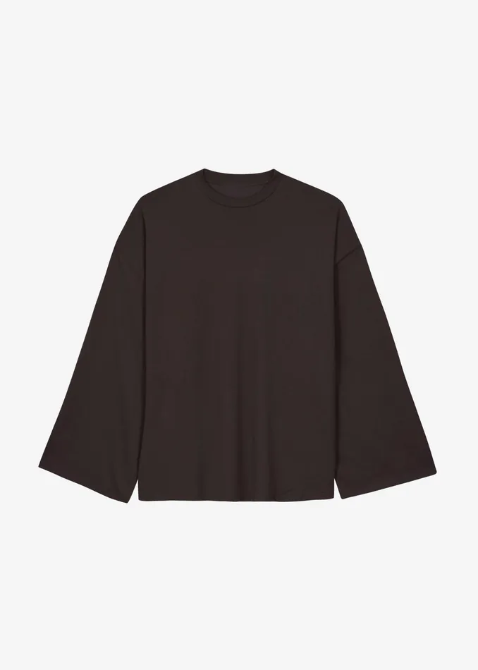 The Frankie Shop Tops Rio Oversized Sleeve Tee 8211 Dark Brown 8211 Women