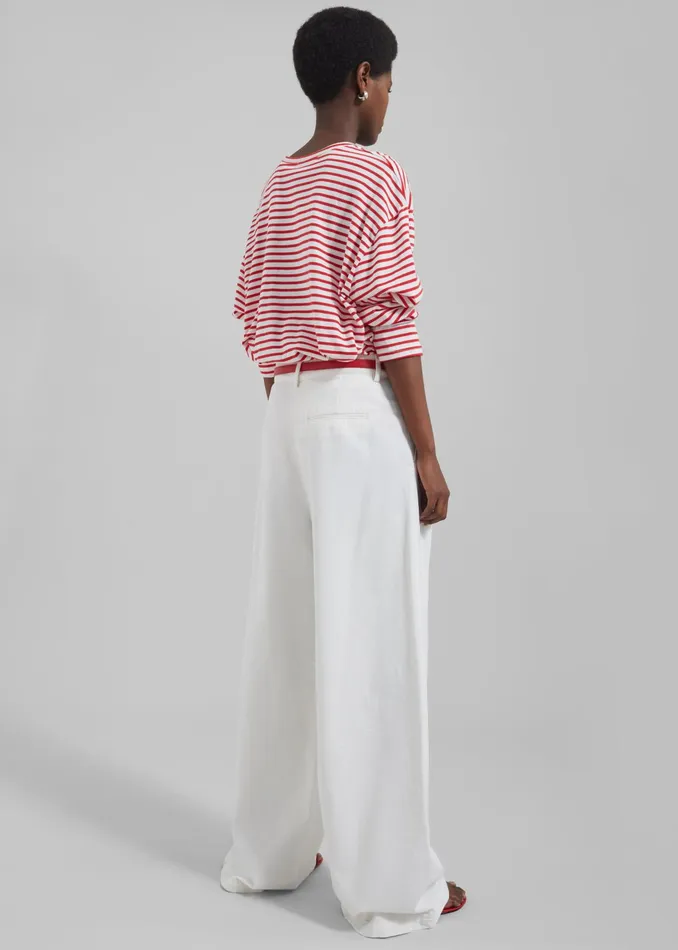 The Frankie Shop Tops Salome Long Sleeve Tee 8211 WhiteRed Stripe 8211 Women