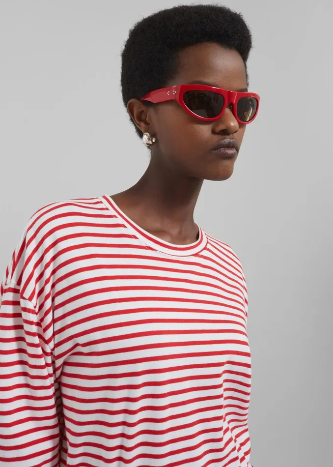 The Frankie Shop Tops Salome Long Sleeve Tee 8211 WhiteRed Stripe 8211 Women