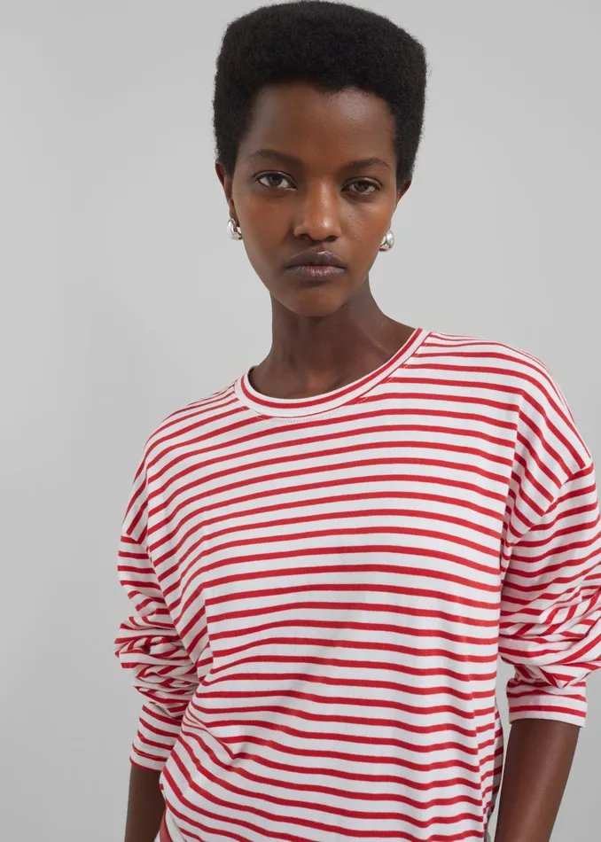 The Frankie Shop Tops Salome Long Sleeve Tee 8211 WhiteRed Stripe 8211 Women