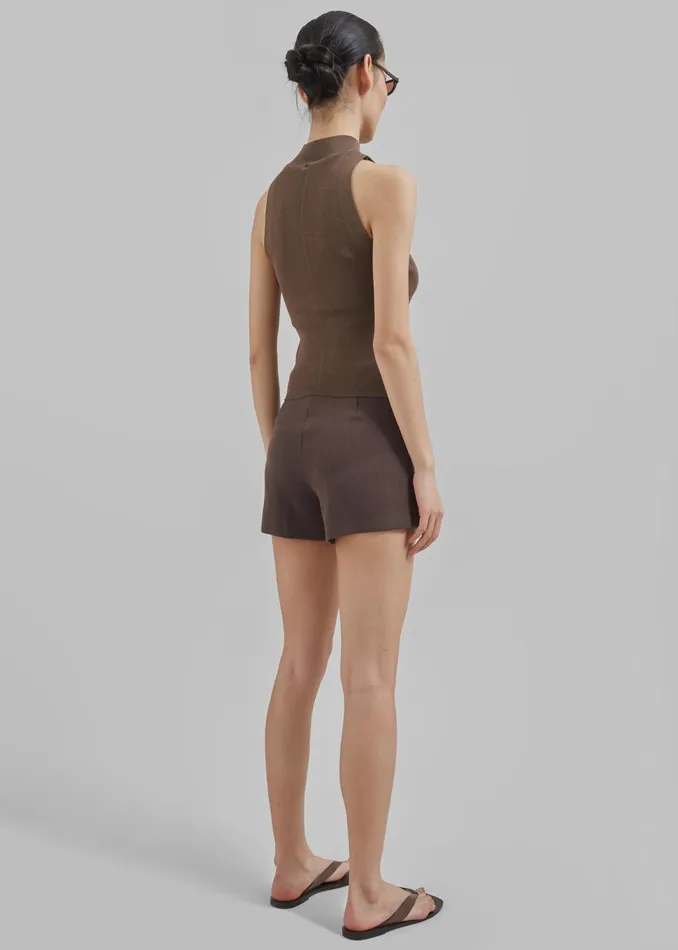 The Frankie Shop Tops Shelby Mock Neck Tank 8211 Brown 8211 Women