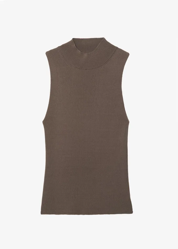 The Frankie Shop Tops Shelby Mock Neck Tank 8211 Brown 8211 Women