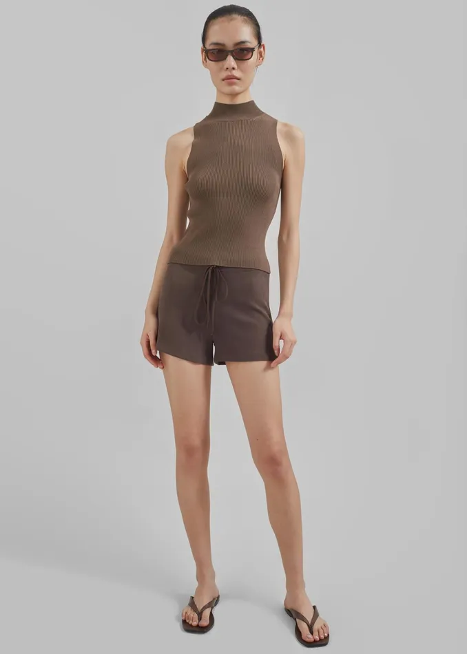 The Frankie Shop Tops Shelby Mock Neck Tank 8211 Brown 8211 Women