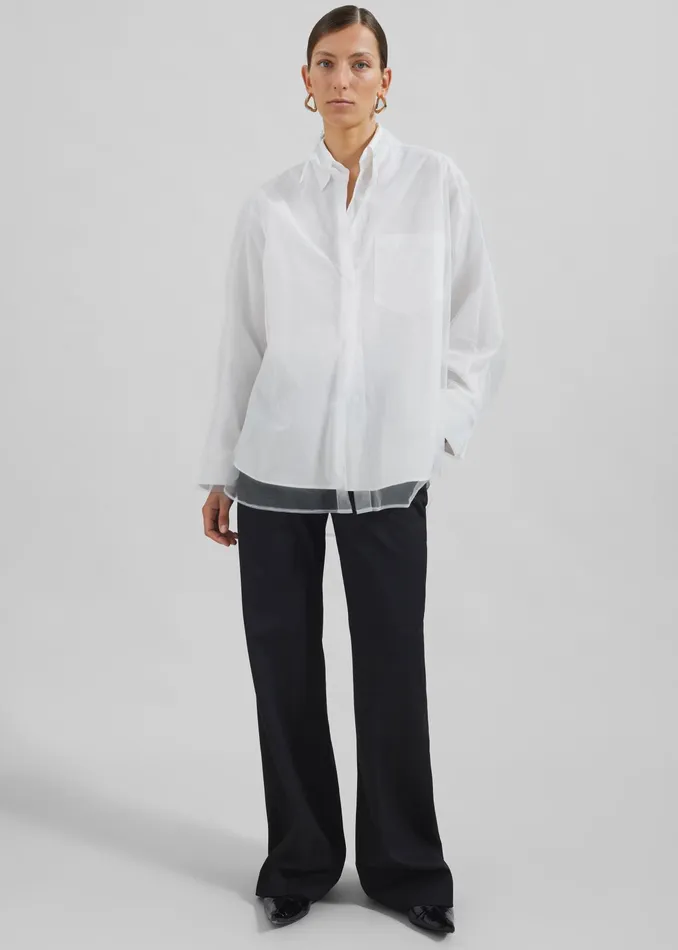 The Frankie Shop Tops Valetta Double Shirt 8211 Optic White 8211 Women