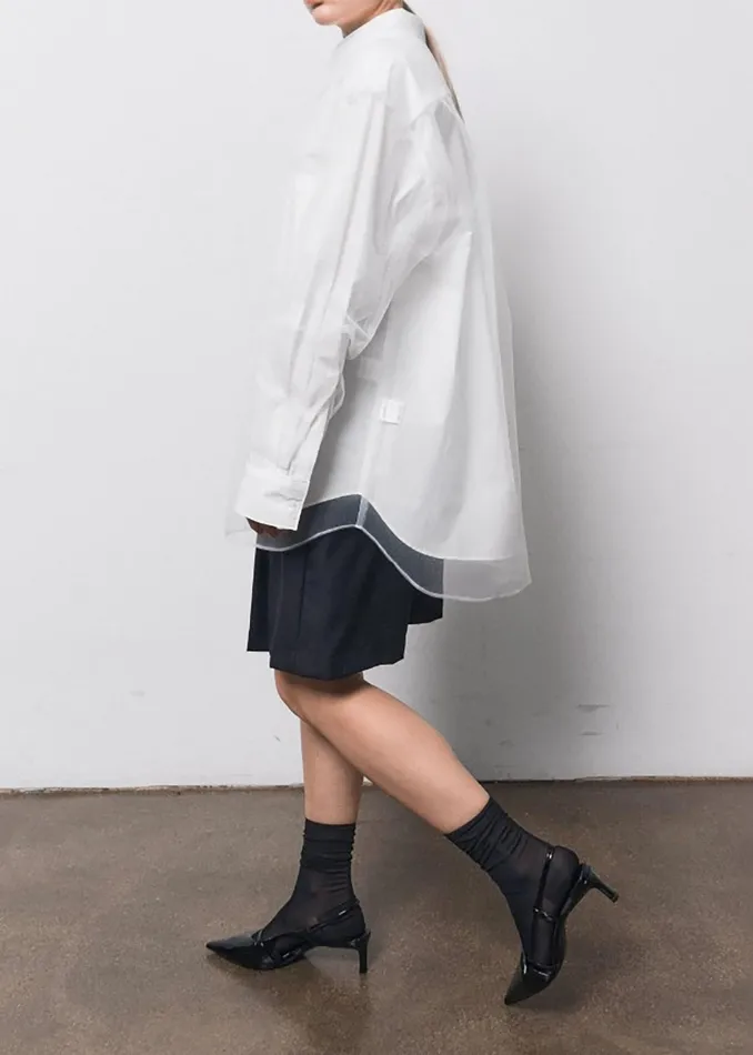 The Frankie Shop Tops Valetta Double Shirt 8211 Optic White 8211 Women