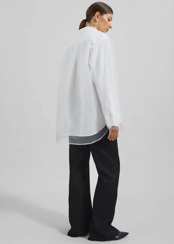 The Frankie Shop Tops Valetta Double Shirt 8211 Optic White 8211 Women