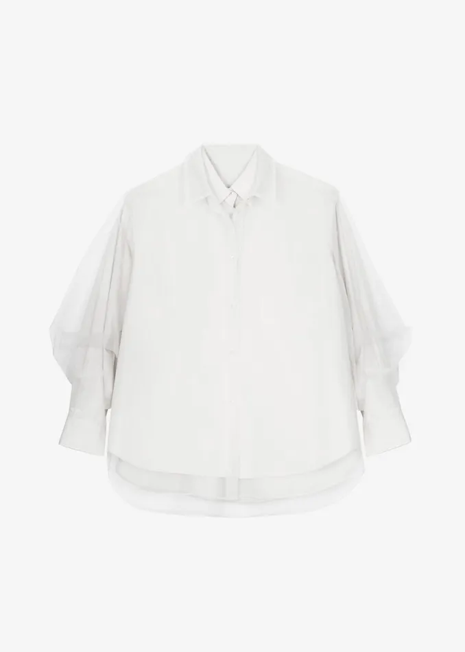The Frankie Shop Tops Valetta Double Shirt 8211 Optic White 8211 Women