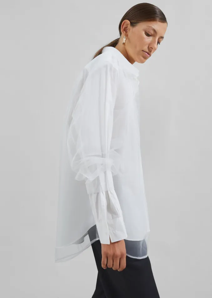 The Frankie Shop Tops Valetta Double Shirt 8211 Optic White 8211 Women