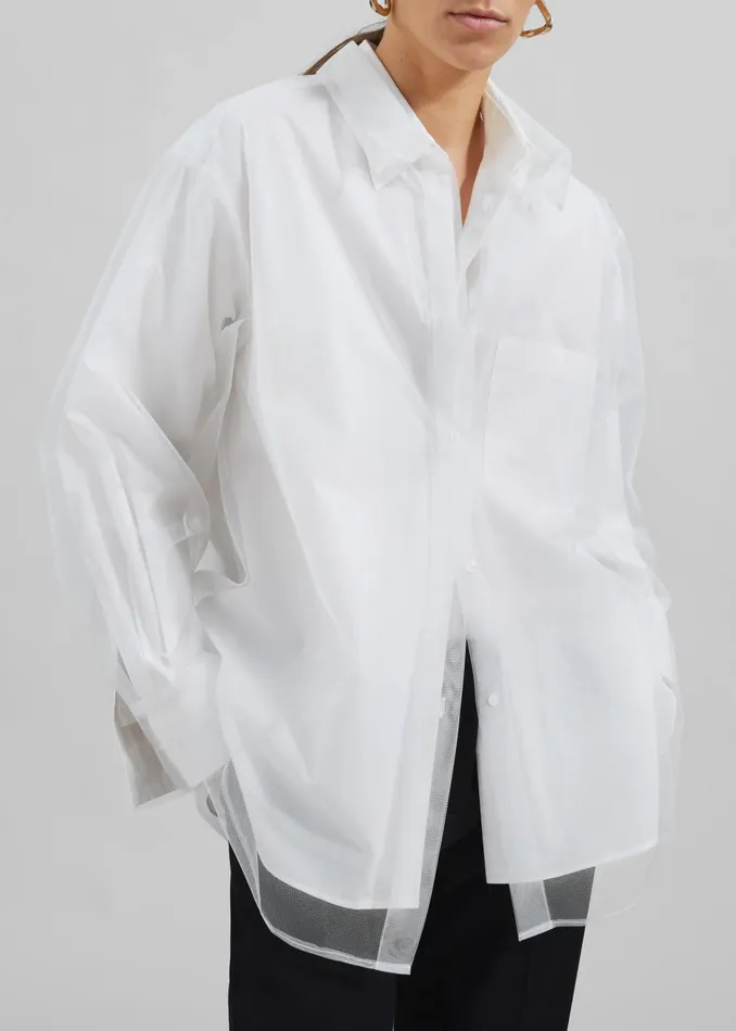 The Frankie Shop Tops Valetta Double Shirt 8211 Optic White 8211 Women