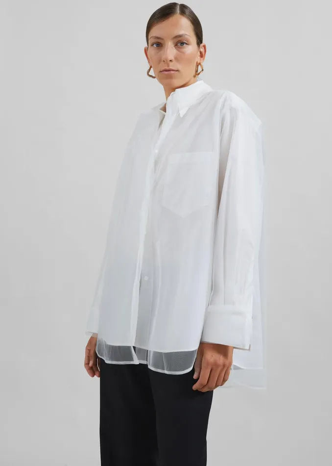 The Frankie Shop Tops Valetta Double Shirt 8211 Optic White 8211 Women