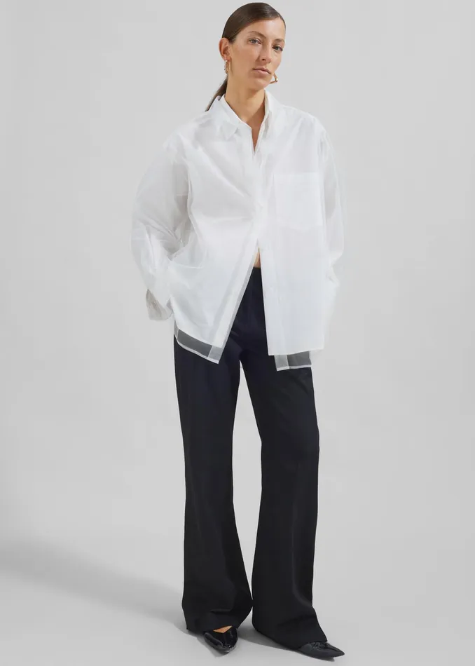The Frankie Shop Tops Valetta Double Shirt 8211 Optic White 8211 Women