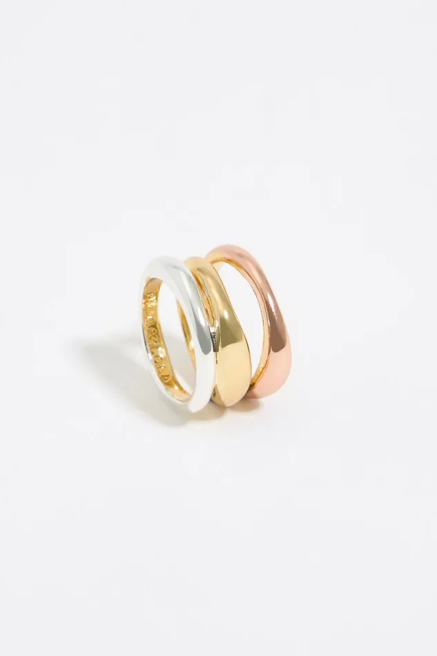 Threetone Textured Bands Ring Multigold Women Bimba Y Lola Jewelry Threetone Textured Bands Ring Multigold Women Bimba Y Lola Jewelry