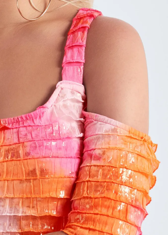 Tie Dye Coldshoulder Top Pink Multi Women VENUS Night Out Tops