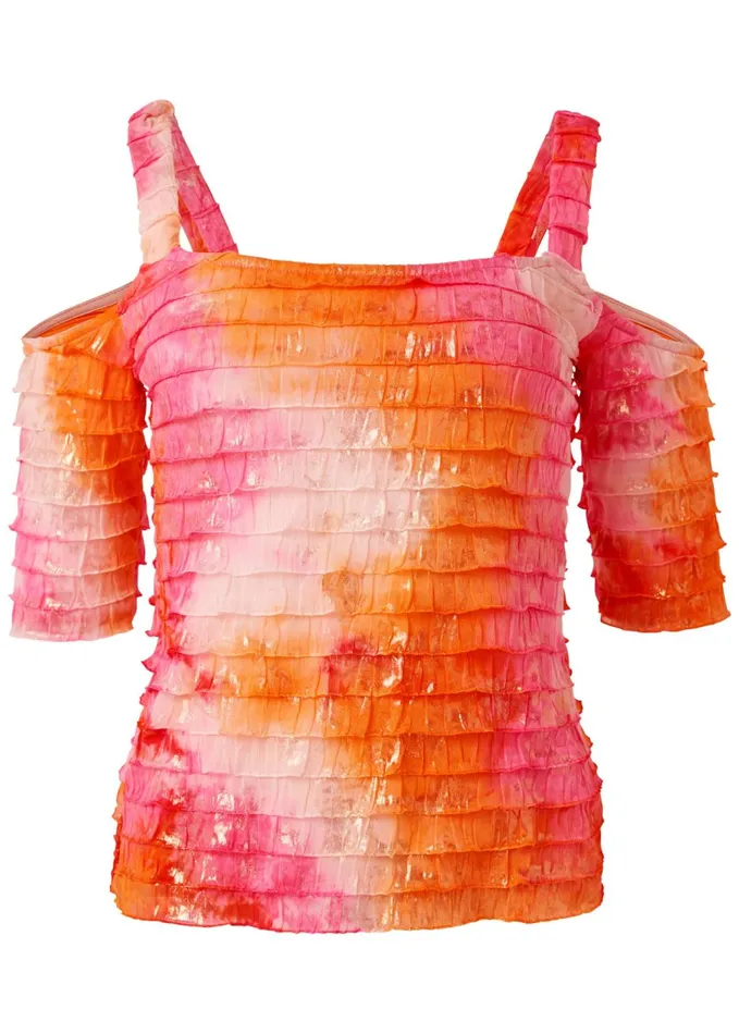 Tie Dye Coldshoulder Top Pink Multi Women VENUS Night Out Tops