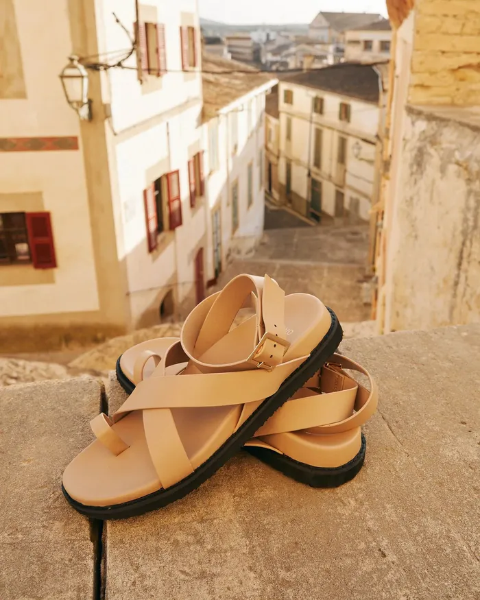 TILLIE Sand Strappy Sandals Slides NOVO Shoes Women