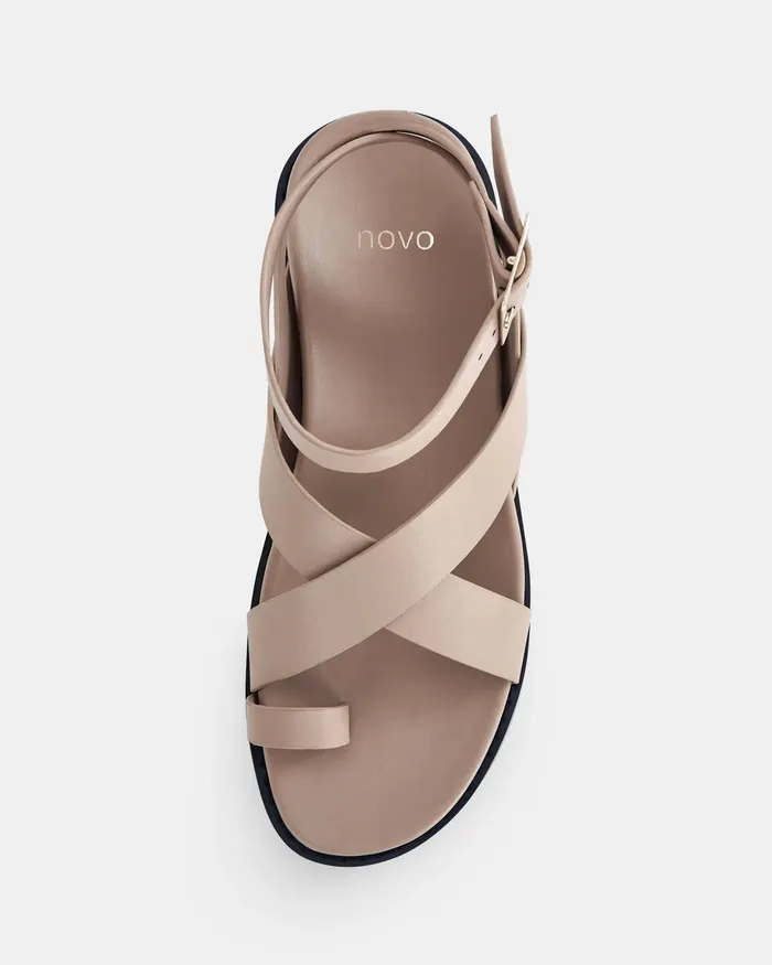 TILLIE Sand Strappy Sandals Slides NOVO Shoes Women