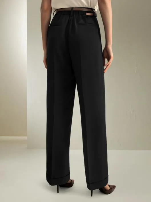Timeless Pleated WideLeg Dense Silk Trousers Women Lilysilk Bottoms