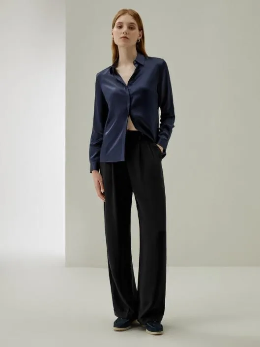 Timeless Pleated WideLeg Dense Silk Trousers Women Lilysilk Bottoms