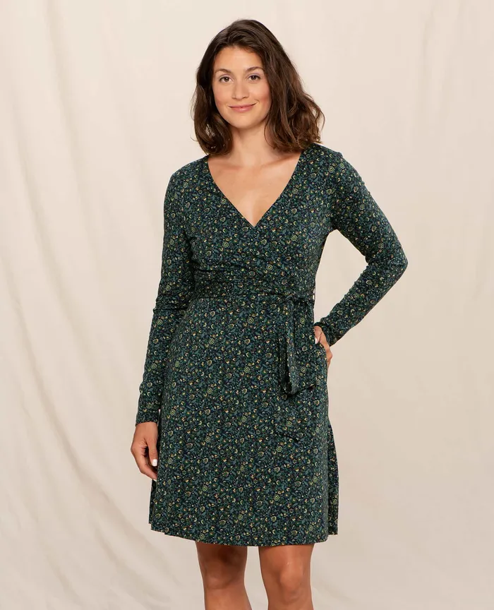 ToadandCo Dresses Women8217s Cue Wrap Long Sleeve Dress Big Sky Vine Print
