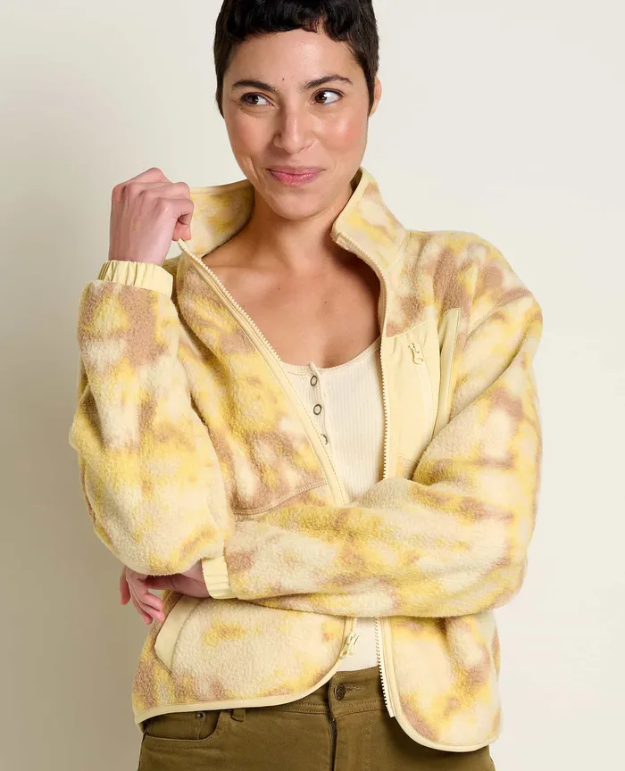 ToadandCo Jackets and Layers Women8217s Women8217s Campo Fleece Jacket Barley Tie Dye Print