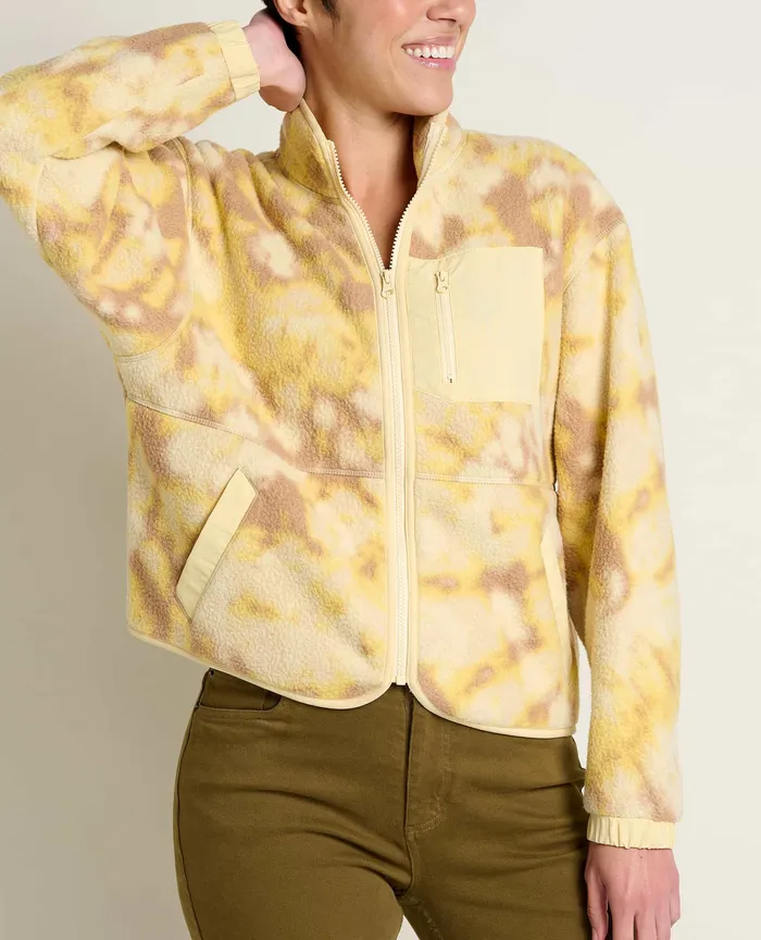ToadandCo Jackets and Layers Women8217s Women8217s Campo Fleece Jacket Barley Tie Dye Print