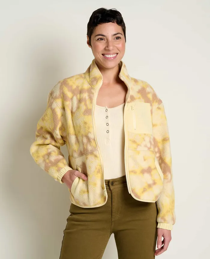 ToadandCo Jackets and Layers Women8217s Women8217s Campo Fleece Jacket Barley Tie Dye Print