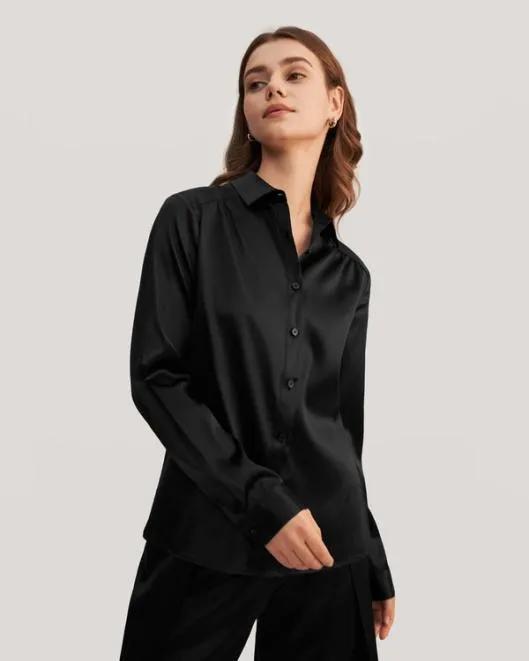 Top Quality Long Sleeves Collared Silk Shirt Women Women Blouses Lilysilk Shirts Top Quality Long Sleeves Collared Silk Shirt Women Women Blouses Lilysilk Shirts
