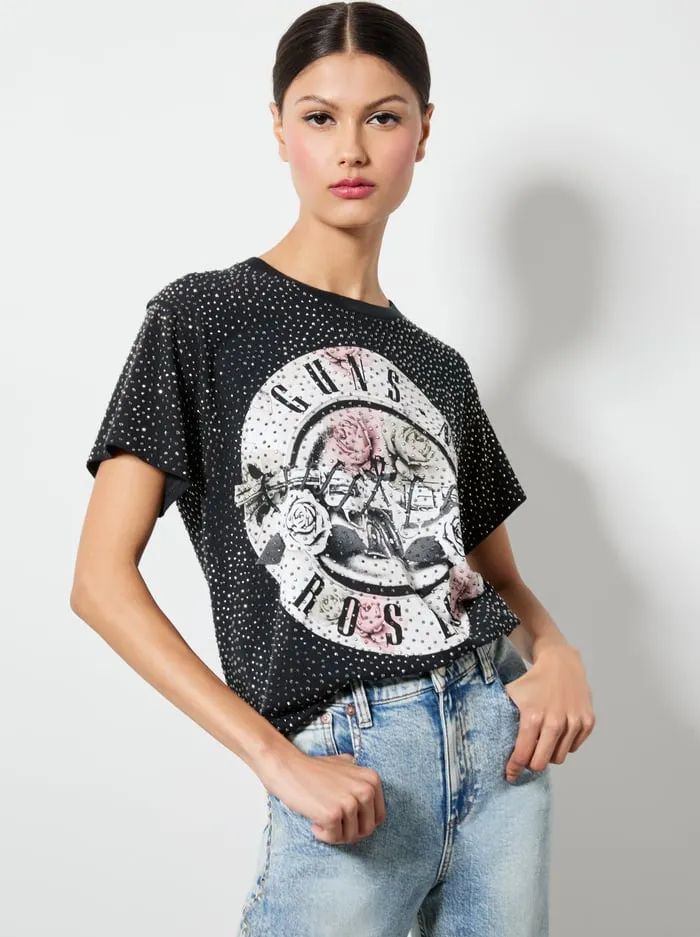 Tops Women Alice Olivia Alvera Embellished Tee Black Multi