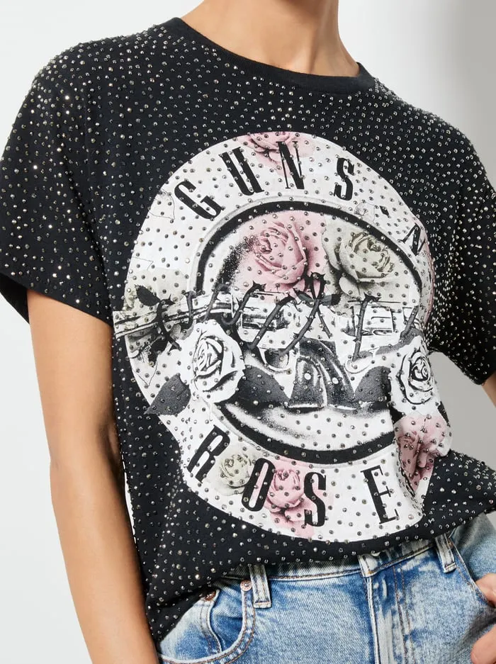 Tops Women Alice Olivia Alvera Embellished Tee Black Multi