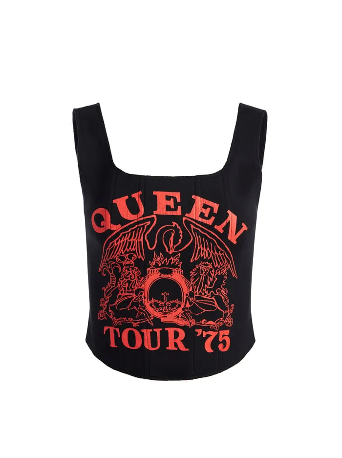 Tops Women Alice Olivia Breslin Band Tee Corset Blackbright Ruby