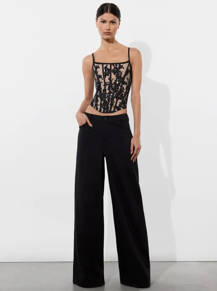 Tops Women Alice Olivia Cressida Embellished Corset Blackalmond