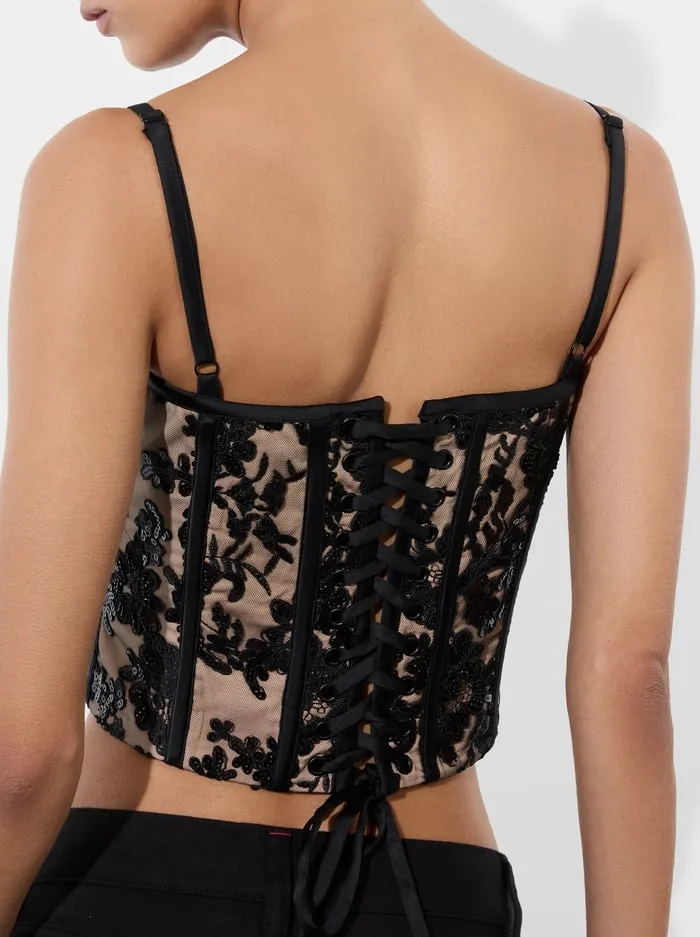 Tops Women Alice Olivia Cressida Embellished Corset Blackalmond