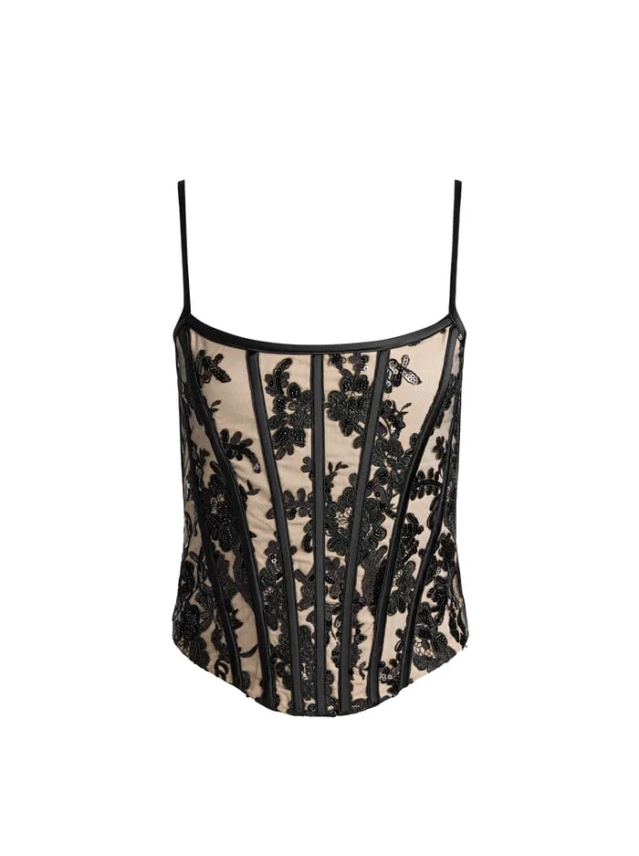 Tops Women Alice Olivia Cressida Embellished Corset Blackalmond