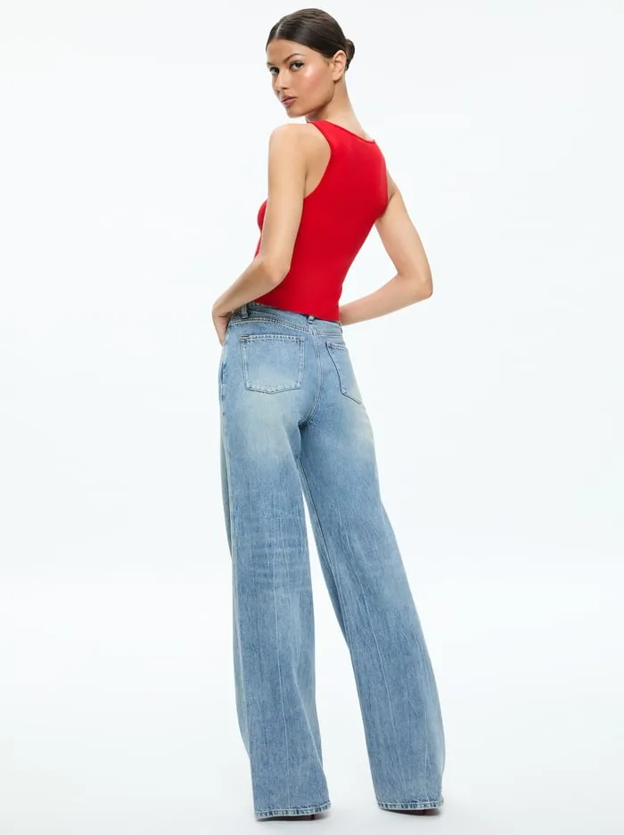 Tops Women Alice Olivia Daryn Button Through Cropped Tank Red Apple