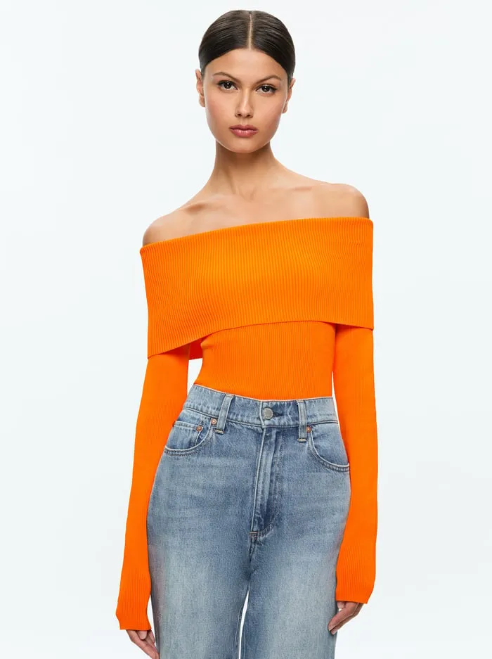 Tops Women Alice Olivia Dolan Pullover Orange Blaze