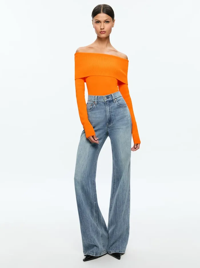 Tops Women Alice Olivia Dolan Pullover Orange Blaze