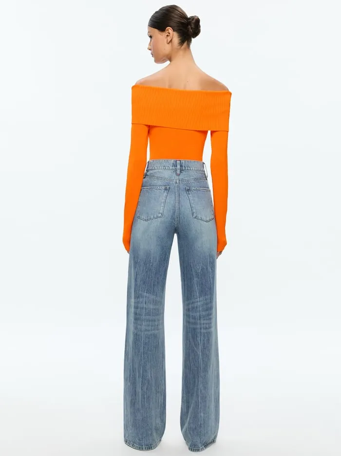 Tops Women Alice Olivia Dolan Pullover Orange Blaze