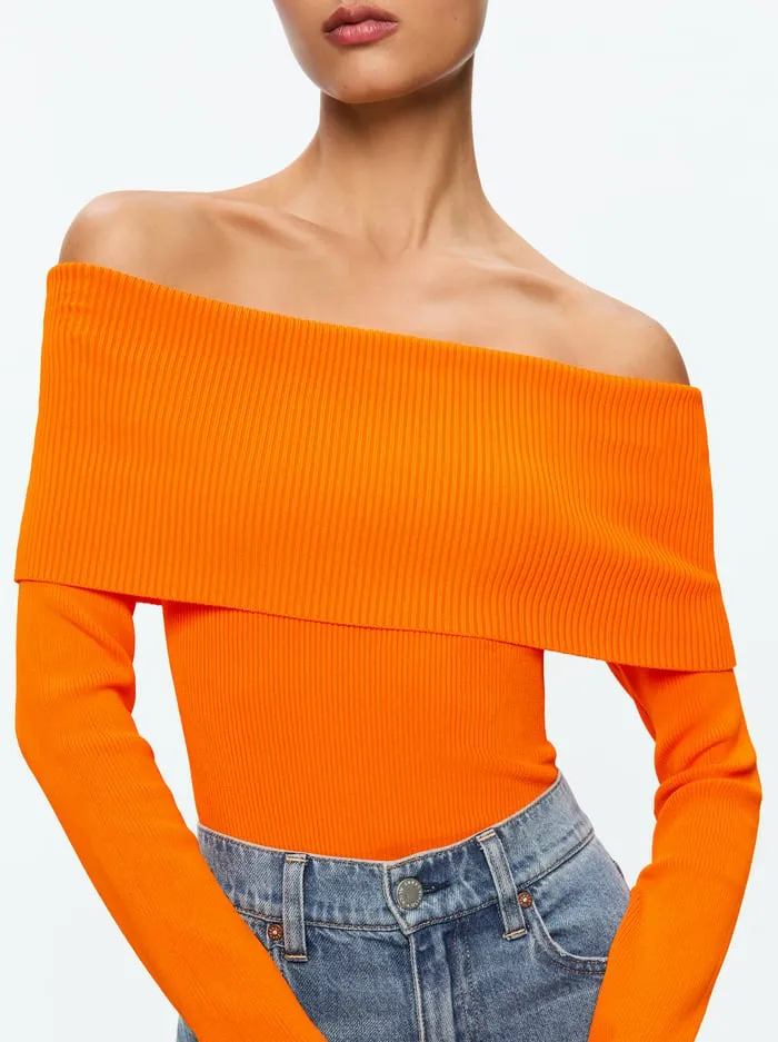 Tops Women Alice Olivia Dolan Pullover Orange Blaze
