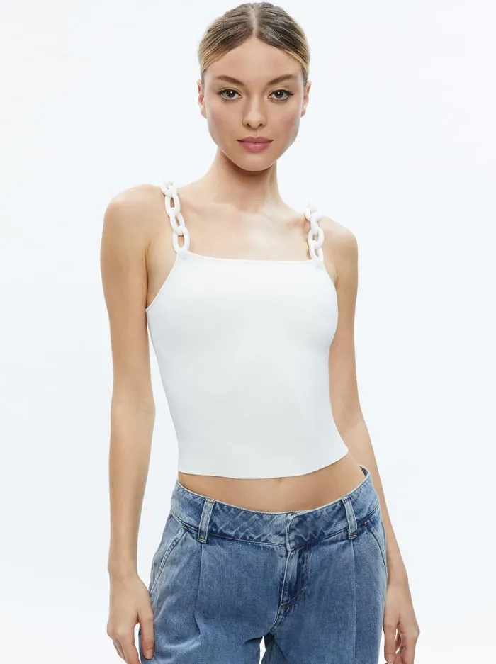 Tops Women Alice Olivia Gretel Looped Strap Tank Soft White