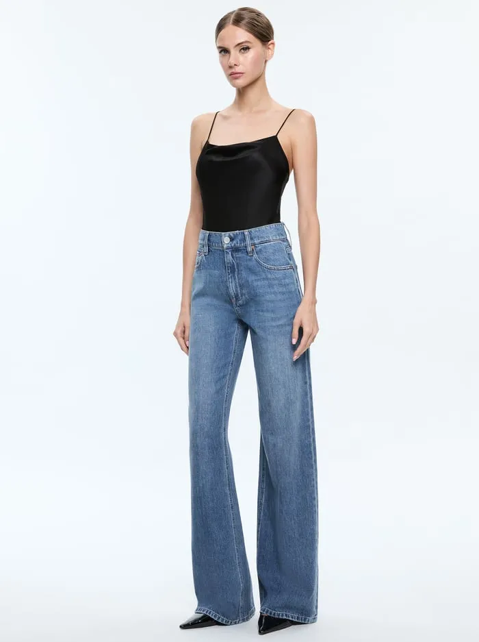 Tops Women Alice Olivia Harmon Bodysuit Black
