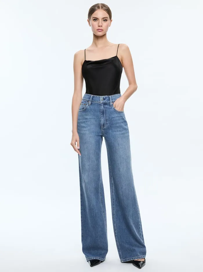 Tops Women Alice Olivia Harmon Bodysuit Black