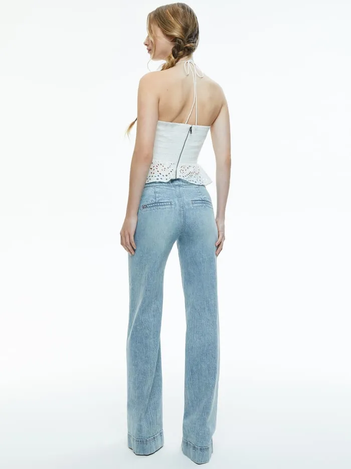 Tops Women Alice Olivia Livia Halter Peplum Top Off White