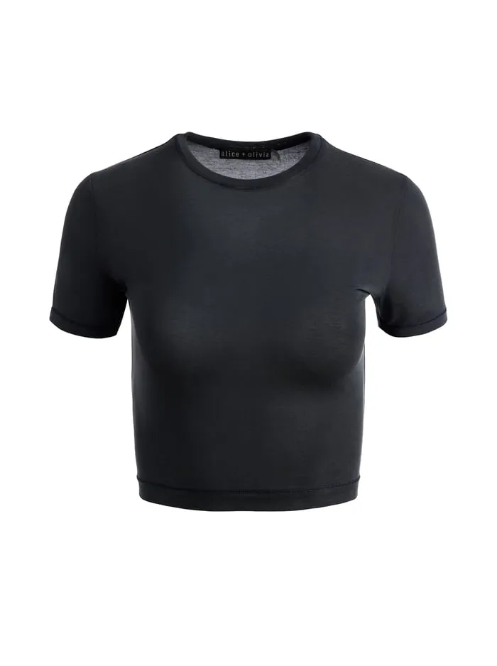 Tops Women Alice Olivia Onie Baby Tee Black