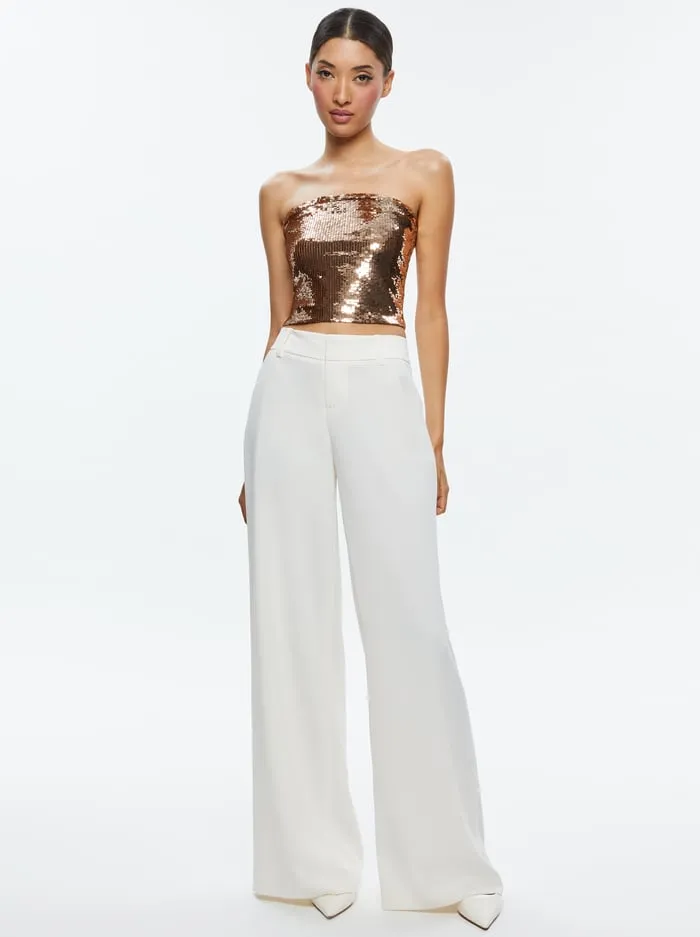 Tops Women Alice Olivia Vivi Sequin Cropped Top Tanbronze