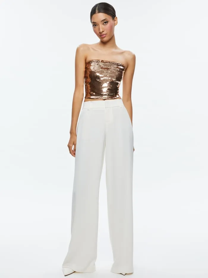 Tops Women Alice Olivia Vivi Sequin Cropped Top Tanbronze