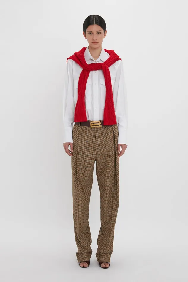 Trousers and Shorts Women Victoria Beckham Asymmetric Chino Trouser In TobaccoMulti