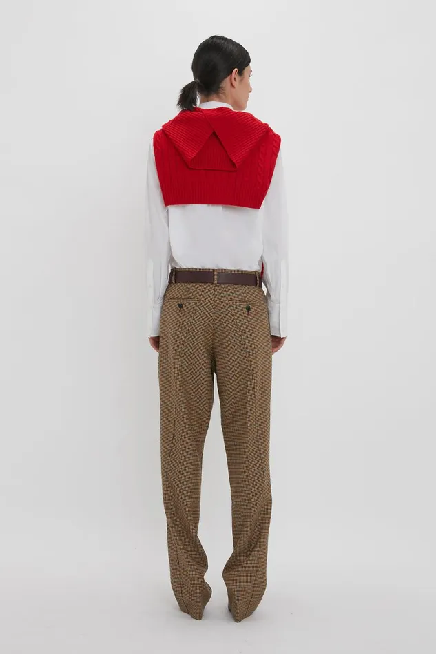 Trousers and Shorts Women Victoria Beckham Asymmetric Chino Trouser In TobaccoMulti